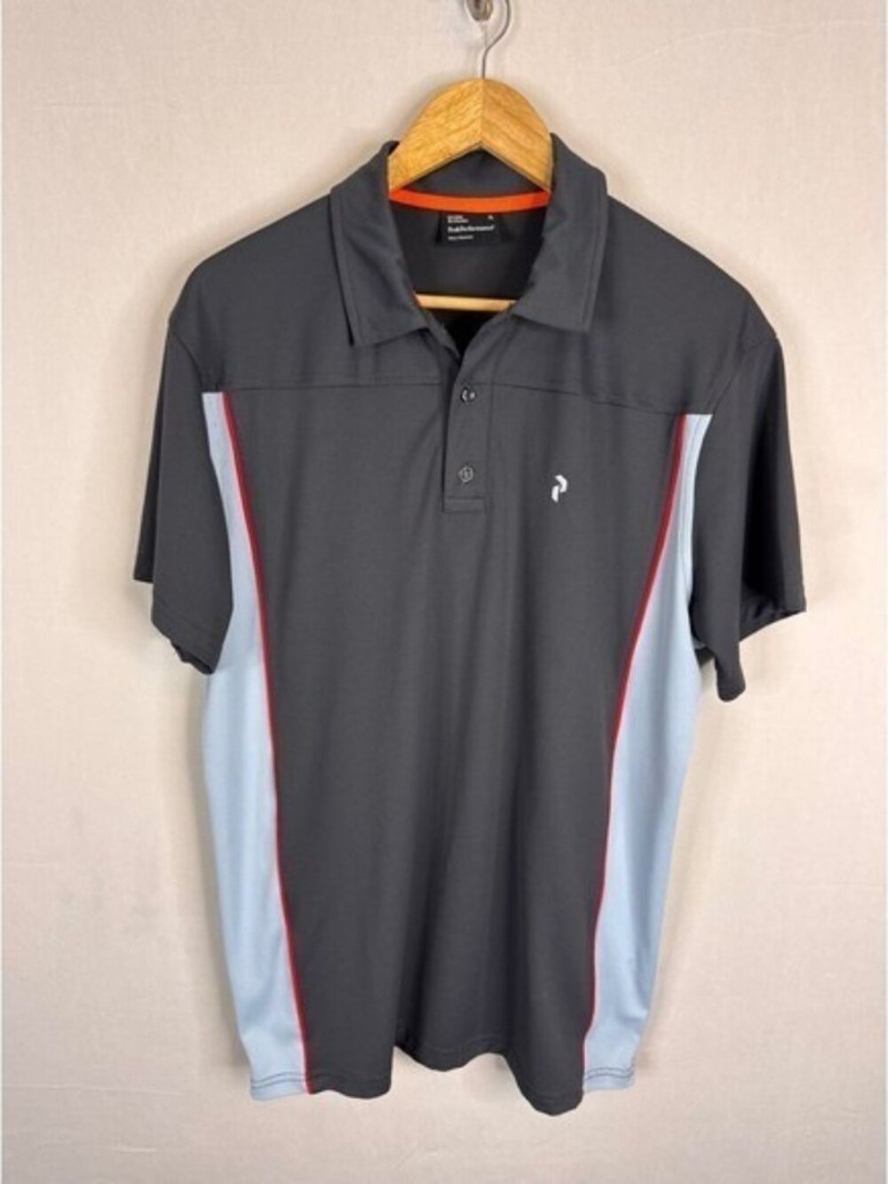 Peak Performance Skye Polo Shirt Mens XL Grey Blue Red Technical Golf G47156002